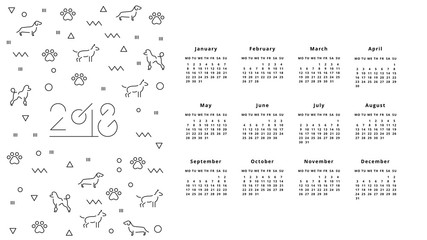 Calendar for 2018 Year