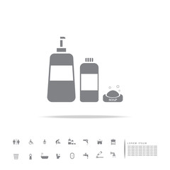 shampoo bottle and soap icon