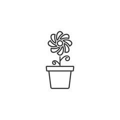 Flower and pot logo or icon vector design