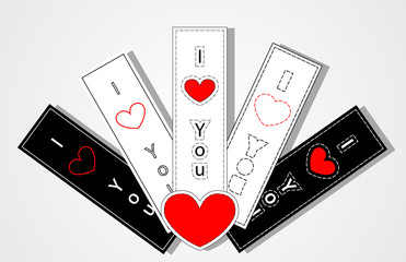 White, black and red bookmark 