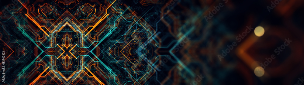 Leinwandbilder Printed circuit board/Abstract technological background made of different element printed circuit board. Depth of field effect and bokeh can be used as digital dynamic wallpaper