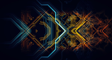 Printed circuit board/Abstract technological background made of different element printed circuit board. Depth of field effect and bokeh can be used as digital dynamic wallpaper