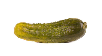 Pickled cucumber isolated on white background. Marinated pickled cucumber isolated. Closeup