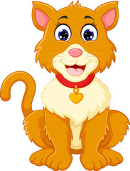 cute cat cartoon standing with laugh