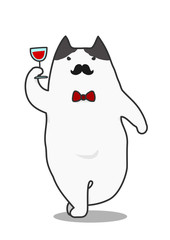 toasting mustached cat