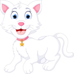 beauty cat cartoon standing with smile happiness