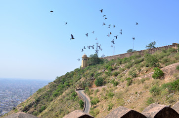 architecture of India Jaipur fort Nakhargar view of the city from above
