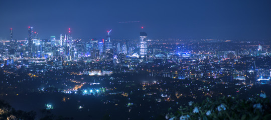 Fototapeta na wymiar View of Brisbane from Mount Coot-tha at night. Queensland, Australia.