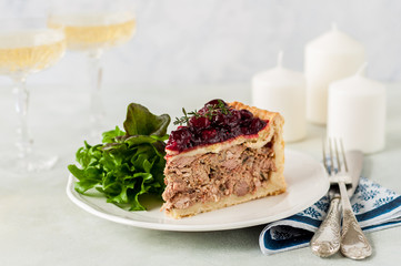 Meat Pie with Cranberry Sauce Topping