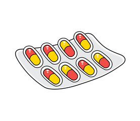 Pills in blister pack isolated.