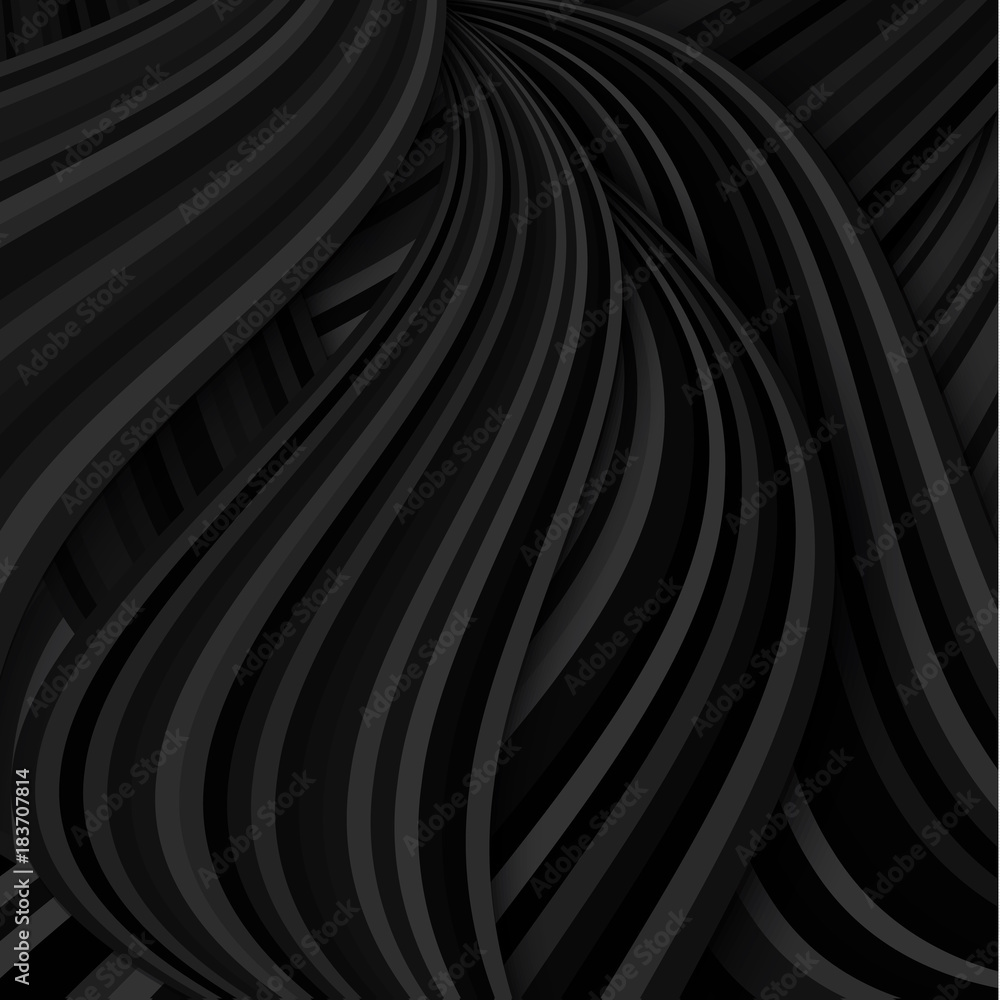 Wall mural Vector abstract background with dark black waves - Wall murals