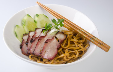 pork noodle. BBQ pork noodle bowl