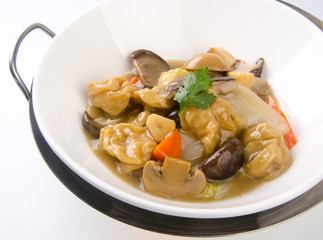 Tofu and mince on rice. Chinese cuisine