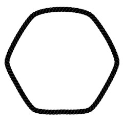 Hexagon Frame from Black rope for Your Element Design, Isolated on White 