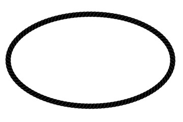 Oval Frame from Black rope for Your Element Design, Isolated on White 