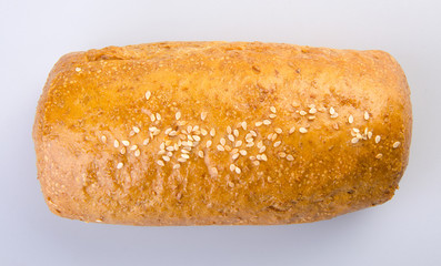 bread, homemade whole wheat bread on a white background