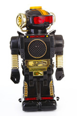 Fototapeta premium Robot on white background. Classic robot retro toy. Cute robot. Whjite background.
