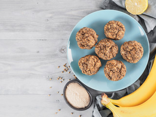 banana muffins with buckwheat flour and poppy seeds