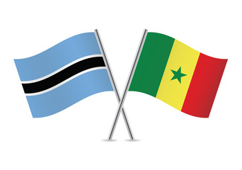 Botswana and Senegal flags.Vector illustration.