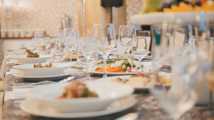 Catering food in restaurant before wedding