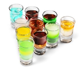 Alcohol in Shot Glasses Isolated