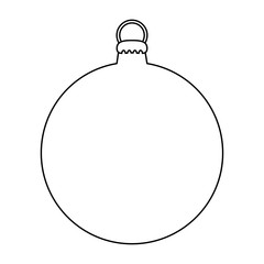 Simple Bauble outline for christmas tree isolated on white background