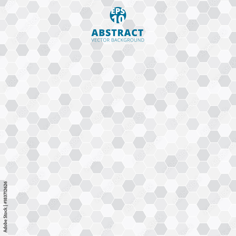 Aufkleber abstract hexagon pattern white and gray color background.