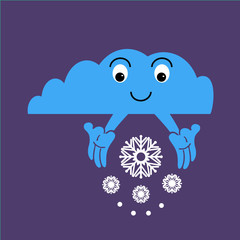 Snowing - happy emoji weather icon - simple vector illustration