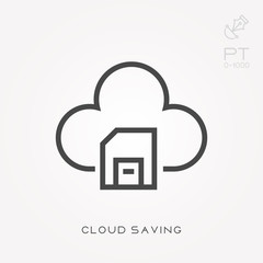 Line icon cloud saving