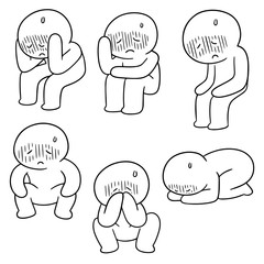 vector set of sad people