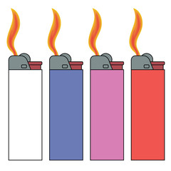 Lighters with flames in four colors
