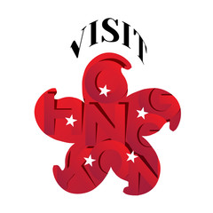 Visit HONG KONG modern typography poster with red gradient