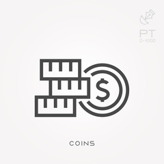 Line icon coins