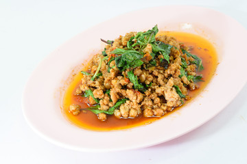 Pork fry with basil
