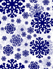 seamless pattern from blue snowflakes on white