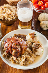 Pork knuckle with fried sauerkraut