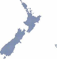 Blue circle shape New Zealand map on white background, vector illustration.