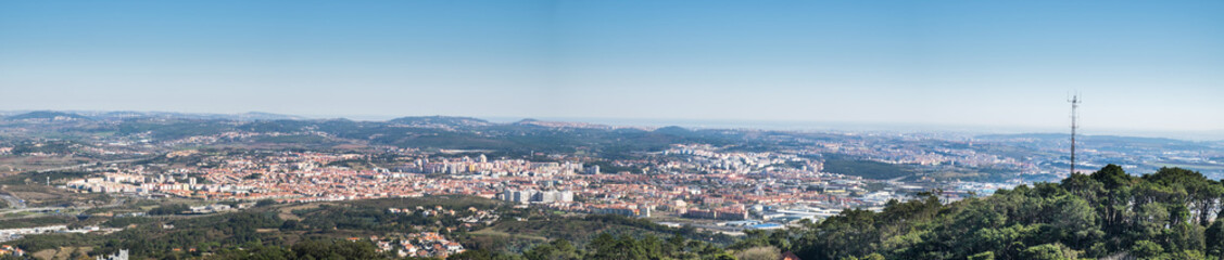 Fototapeta na wymiar Large panoramic aerial view of Sintra area in a beautiful day, Portugal