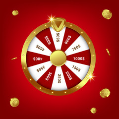 Vector 3D Spinning Fortune Wheel, Realistic Style Lucky Roulette Illustration