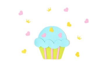 Cupcake paper cut on white background - isolated