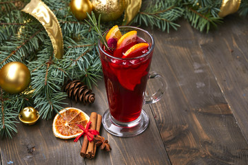mulled wine with orange and cinnamon