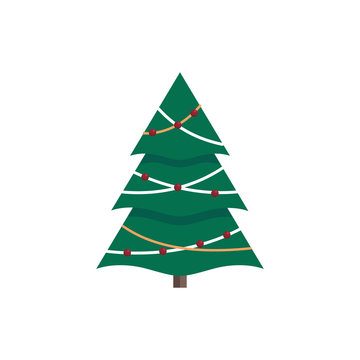 Cute Christmas tree. Flat style. Vector.