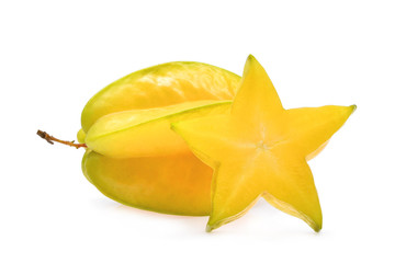 Fototapeta premium whole and slice of star apple fruit isolated on white background
