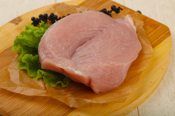 Raw turkey steak