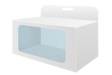 White cardboard box with transparent window