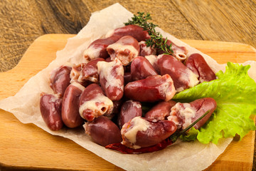 Raw chicken hearts