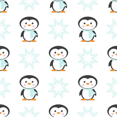 pattern with Christmas penguin in scarf