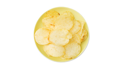 potatoes chips on a white background.