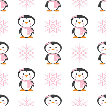 pattern with penguin and snowflake