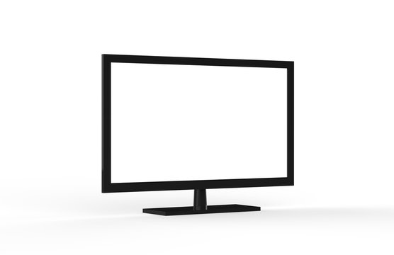 Modern Monitor Screen, TV On Isolated White Background, 3D Illustration 